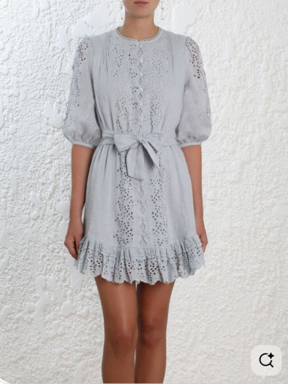 Zimmermann Iris Broderie Anglaise Embroidered Linen Mini Dress